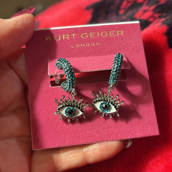 NWT Kurt Geiger sparkling evil eye on small hoops earrings. - Picture 10 of 10